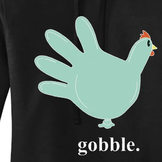 Turkey Glove Gobble Thanksgiving Thankful Nurse Women's Pullover Hoodie