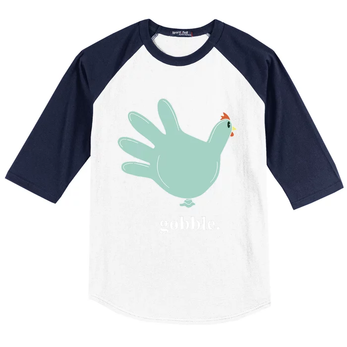 Turkey Glove Gobble Thanksgiving Thankful Nurse Baseball Sleeve Shirt