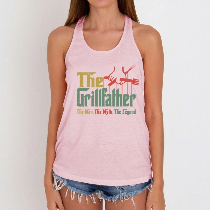 The Grillfather Grill Fathers Gift Women's Knotted Racerback Tank