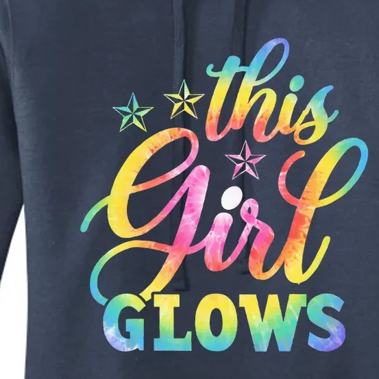 This G.irl Glows for Tie Dye 80s Themed Disco Women's Pullover Hoodie