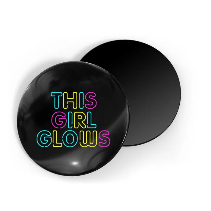 This Girl Glows Rave Party Glow Girl Retro 80s Party Magnet