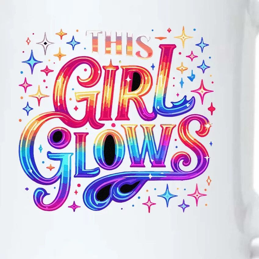 This Girl Glows 80s 90s Party Black Color Changing Mug