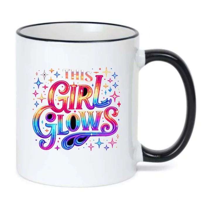 This Girl Glows 80s 90s Party Black Color Changing Mug