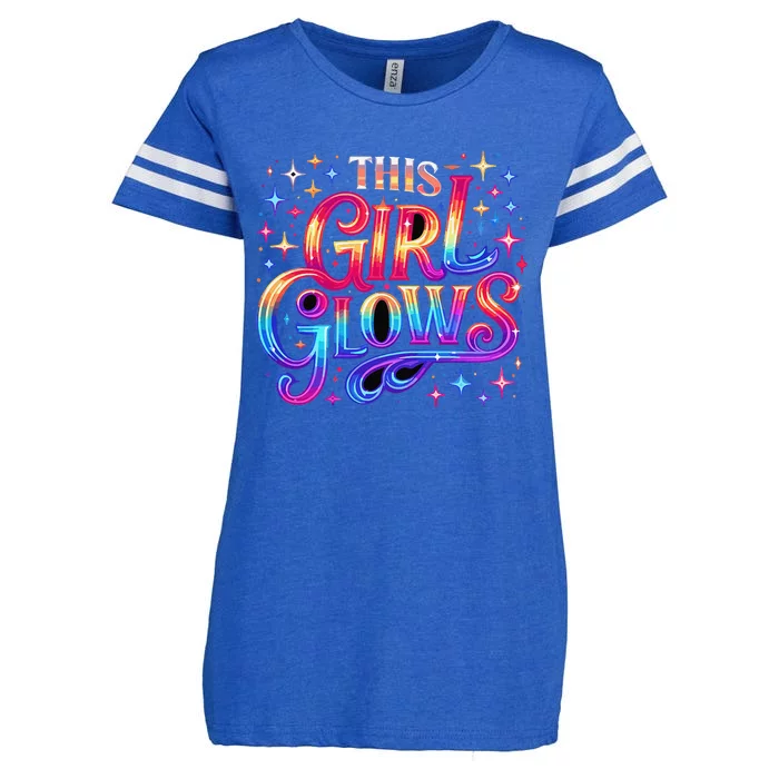 This Girl Glows 80s 90s Party Enza Ladies Jersey Football T-Shirt