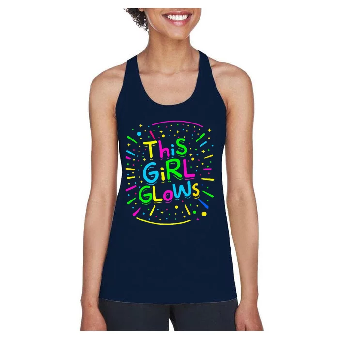 This Girl Glows For Tie Dye Bright Colors 80s And 90s Women's Racerback Tank