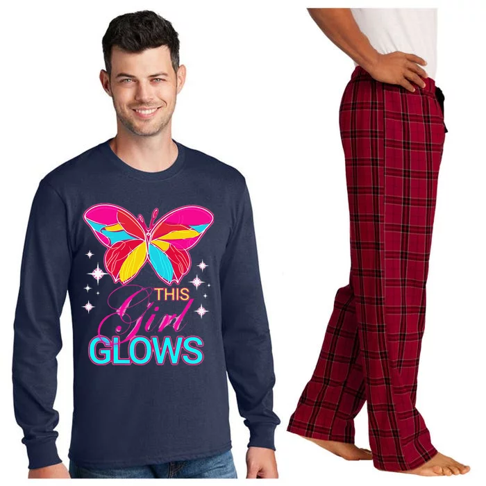 This Girl Glows Cute Girl Woman Tie Dye 80s Party Team Long Sleeve Pajama Set