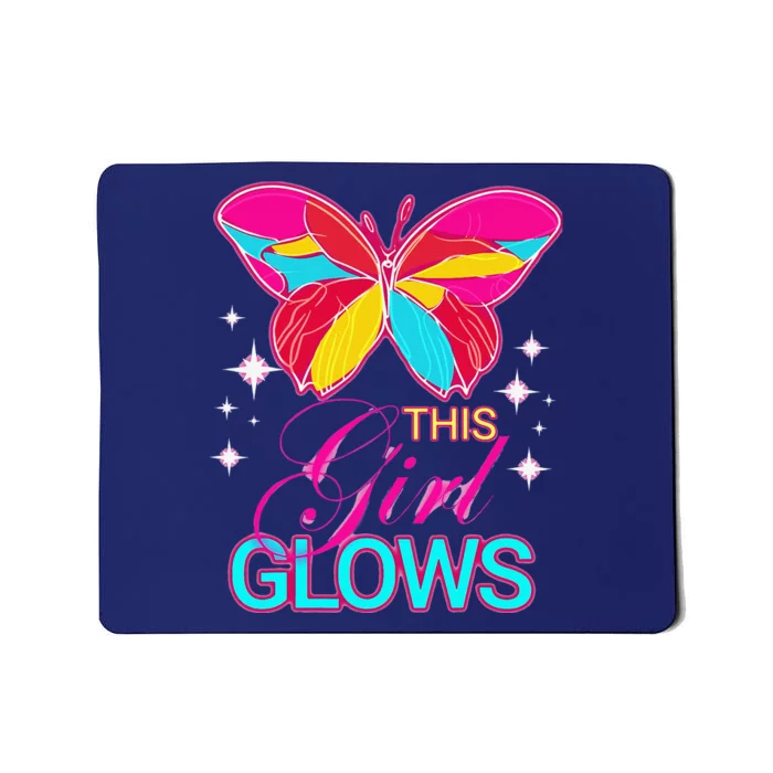 This Girl Glows Cute Girl Woman Tie Dye 80s Party Team Mousepad