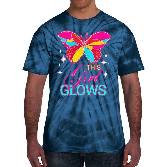 This Girl Glows Cute Girl Woman Tie Dye 80s Party Team Tie-Dye T-Shirt