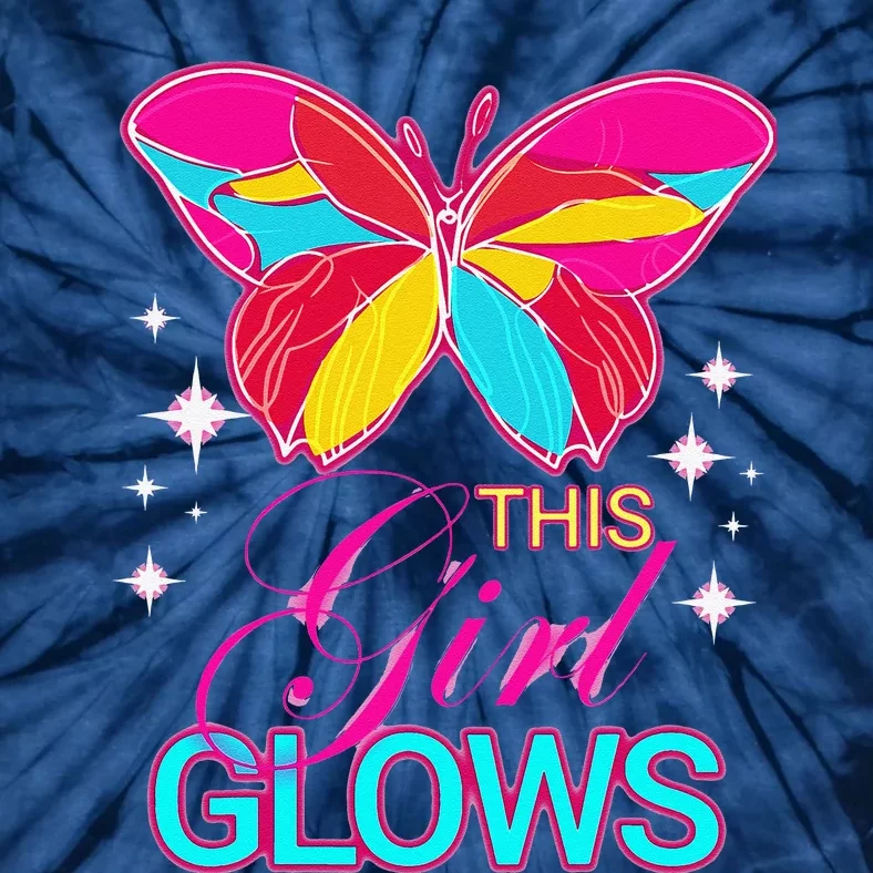 This Girl Glows Cute Girl Woman Tie Dye 80s Party Team Tie-Dye T-Shirt