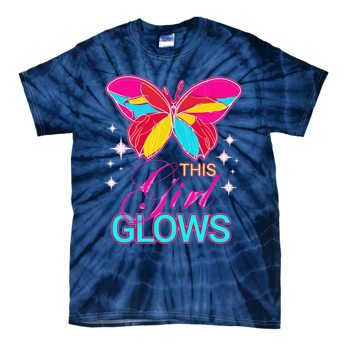 This Girl Glows Cute Girl Woman Tie Dye 80s Party Team Tie-Dye T-Shirt