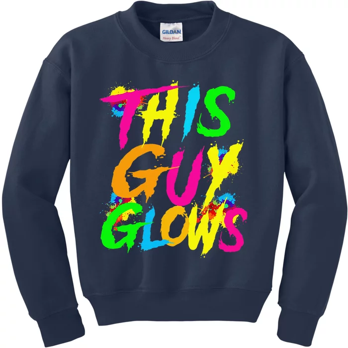 This Guy Glows Cute Boy Man Party Team Kids Sweatshirt