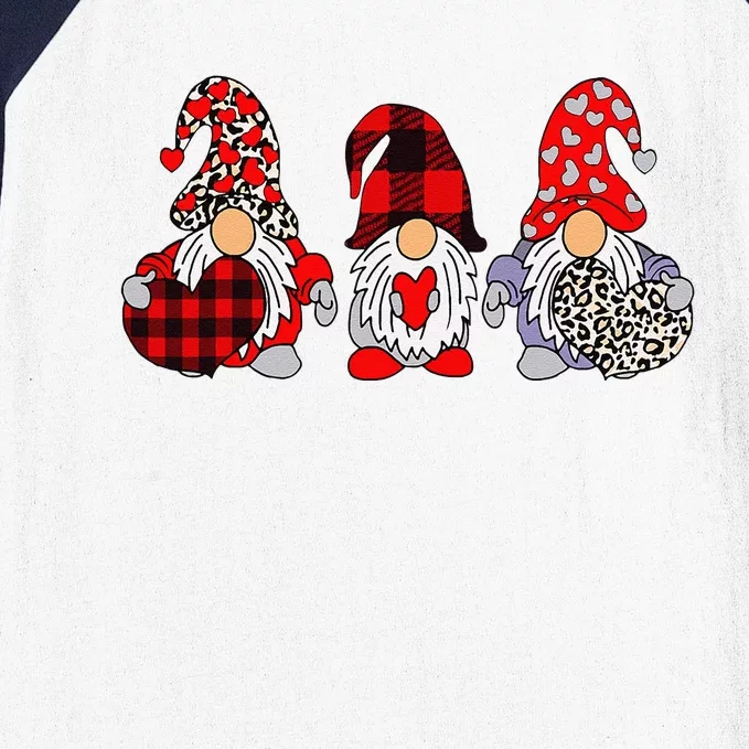 Three Gnomes Holding Heart Leopard Happy Valentine's Day Love Baseball Sleeve Shirt