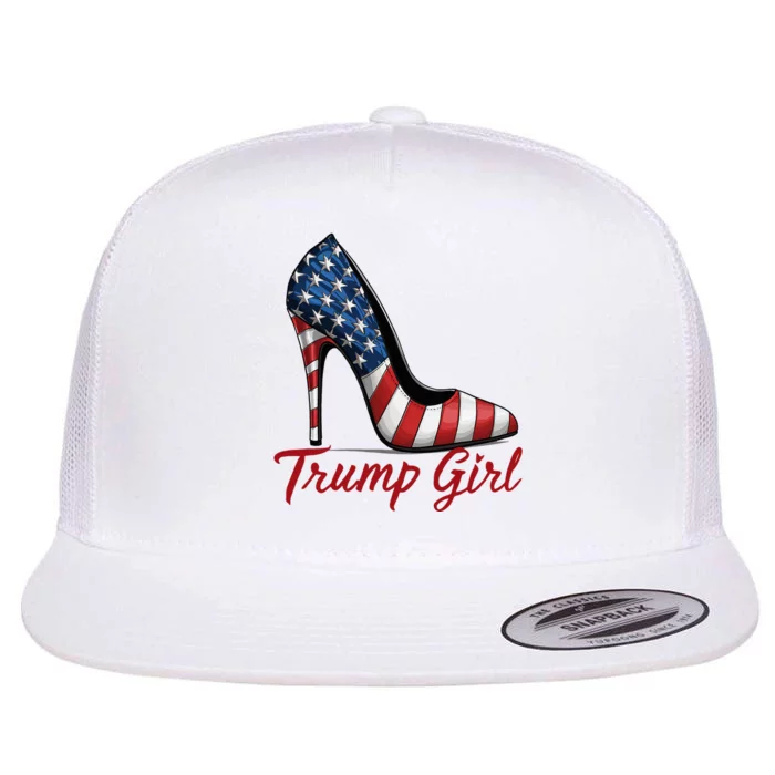 Trump Girl High Heel Stilettos American Flag Trump 2024 Flat Bill Trucker Hat