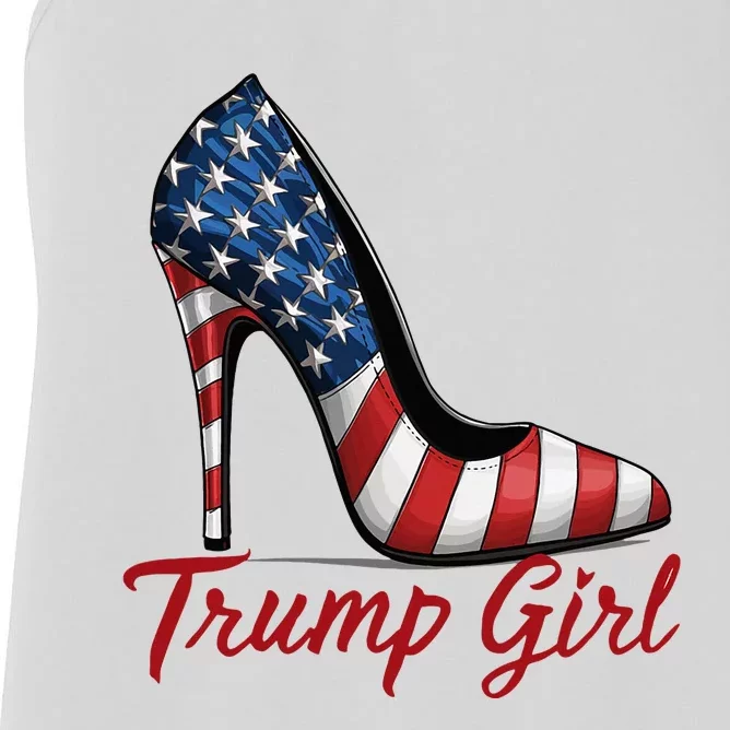 Trump Girl High Heel Stilettos American Flag Trump 2024 Women's Racerback Tank