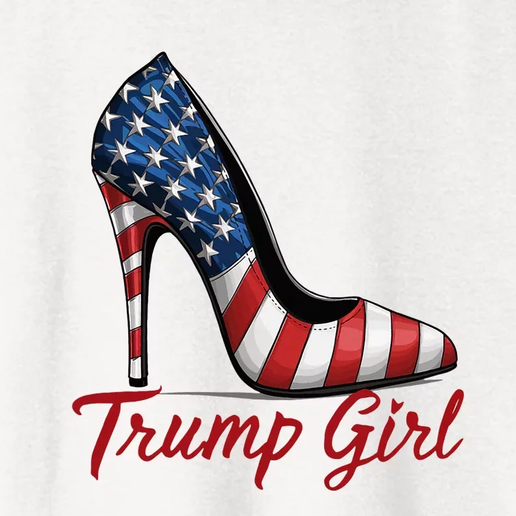 Trump Girl High Heel Stilettos American Flag Trump 2024 Women's Crop Top Tee