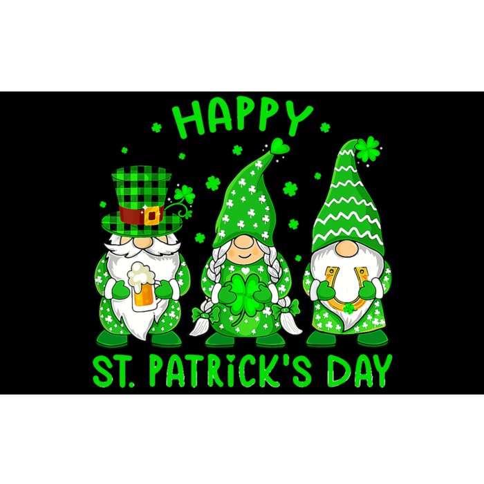 Three Gnomes Holding Shamrock Leopard Plaid St Patrick's Day Bumper Sticker