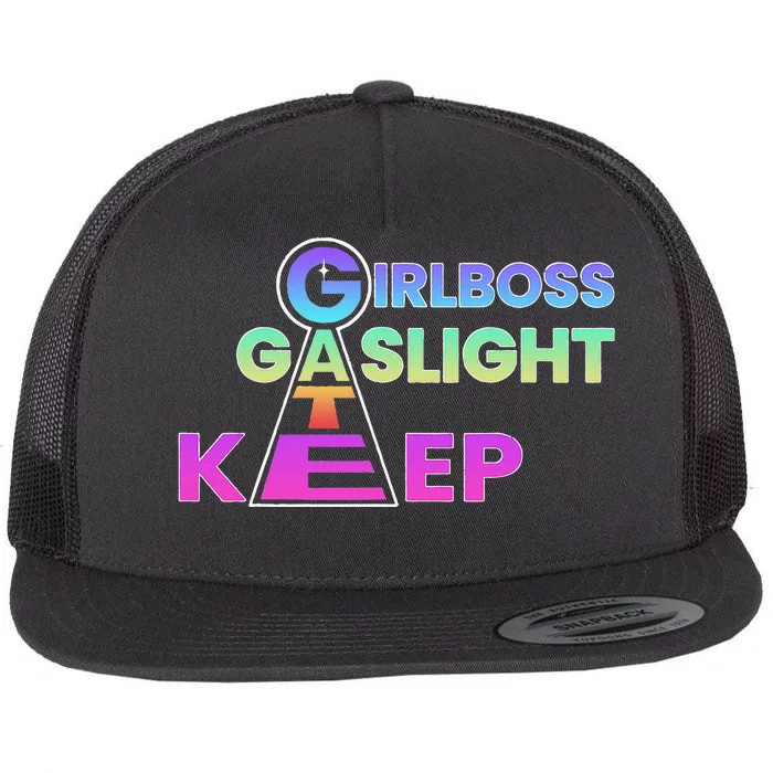 That Go Hard Girlboss Gaslight Gatekeep Trending Flat Bill Trucker Hat