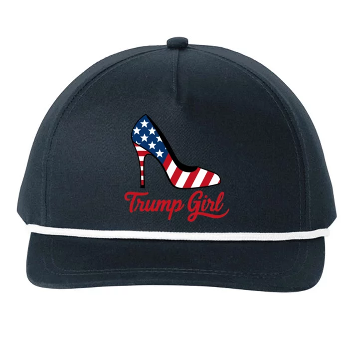 Trump Girl High Heels Stilettos American Flag Trump 2024 Patriotic Fashion Snapback Five-Panel Rope Hat