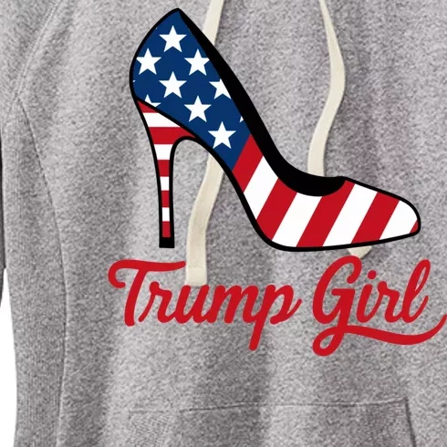 Trump Girl High Heels Stilettos American Flag Trump 2024 Patriotic Fashion Women's Fleece Hoodie