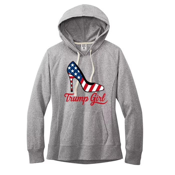 Trump Girl High Heels Stilettos American Flag Trump 2024 Patriotic Fashion Women's Fleece Hoodie