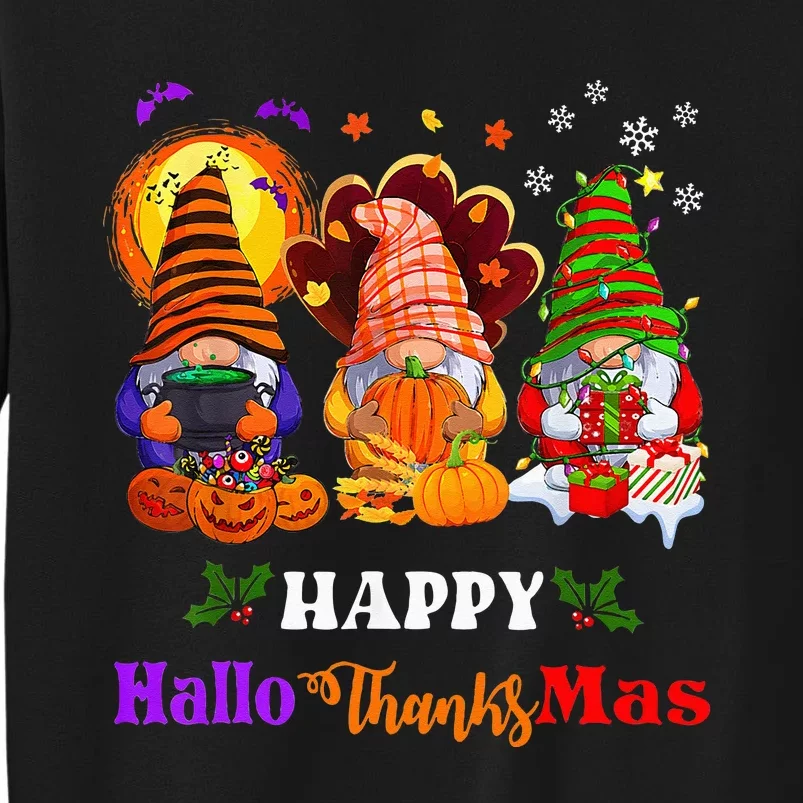 Three Gnomes Halloween Merry Christmas Happy Hallothanksmas Sweatshirt