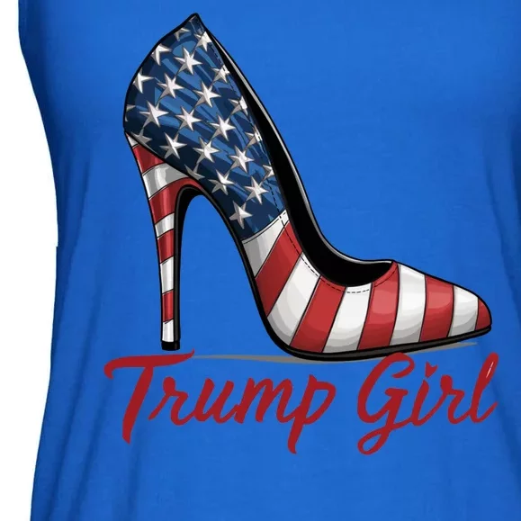 Trump Girl High Heels Stilettos American Flag Trump 2024 Election Season Attire Ladies Essential Flowy Tank