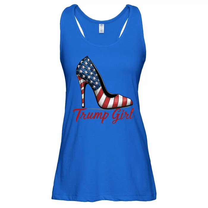 Trump Girl High Heels Stilettos American Flag Trump 2024 Election Season Attire Ladies Essential Flowy Tank