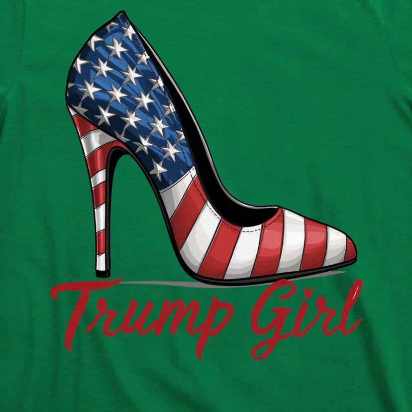 Trump Girl High Heels Stilettos American Flag Trump 2024 Election Season Attire T-Shirt