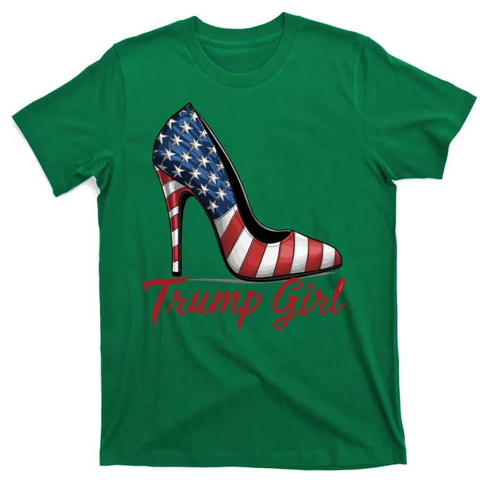 Trump Girl High Heels Stilettos American Flag Trump 2024 Election Season Attire T-Shirt