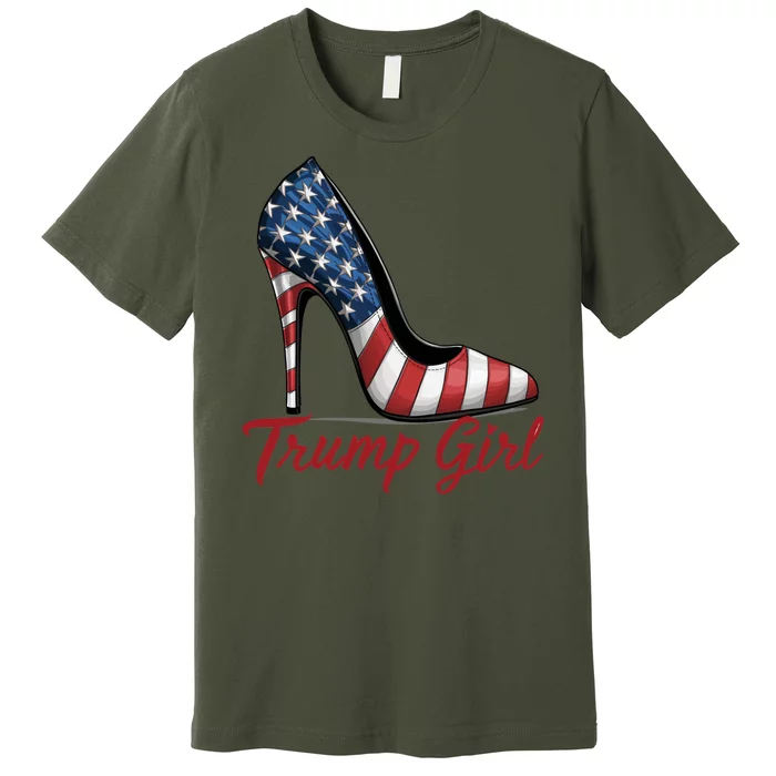 Trump Girl High Heels Stilettos American Flag Trump 2024 Election Season Attire Premium T-Shirt