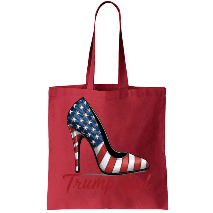 Trump Girl High Heels Stilettos American Flag Trump 2024 Election Season Attire Tote Bag