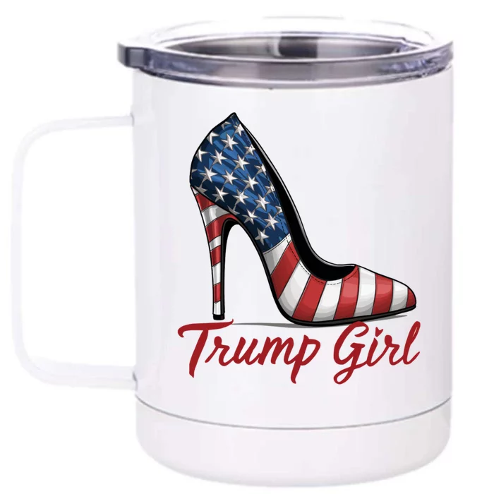 Trump Girl High Heel Stilettos American Flag Trump 2024 Front & Back 12oz Stainless Steel Tumbler Cup