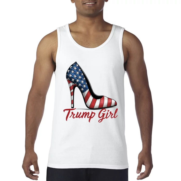 Trump Girl High Heel Stilettos American Flag Trump 2024 Tank Top