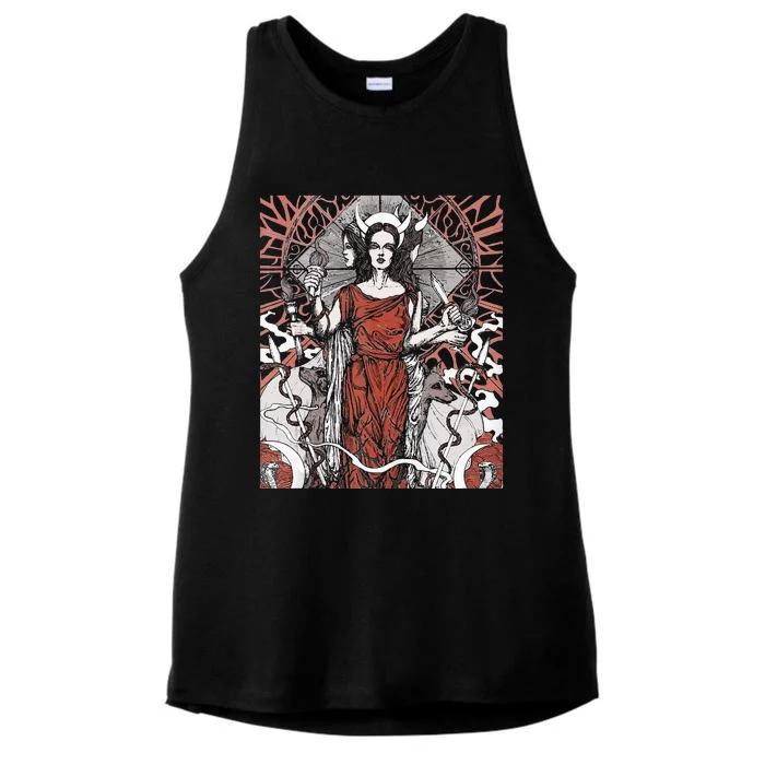 The Goddess Hecate Tarot Card Triple Wiccan Pagan Moon Witch Ladies Tri-Blend Wicking Tank