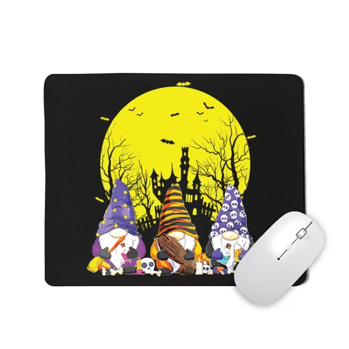 Three Gnomes Happy Halloween Fall Candy Corn Pumpkin Gnome Mousepad