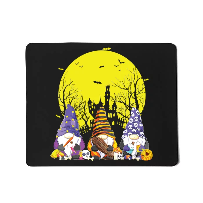 Three Gnomes Happy Halloween Fall Candy Corn Pumpkin Gnome Mousepad