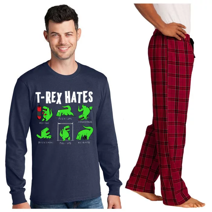 TRex Gym Hating Dinosaur Long Sleeve Pajama Set