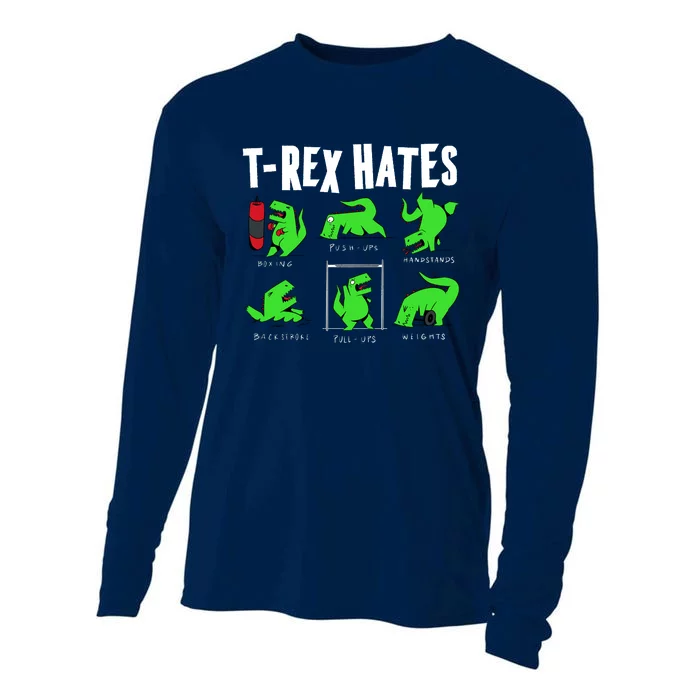 TRex Gym Hating Dinosaur Cooling Performance Long Sleeve Crew