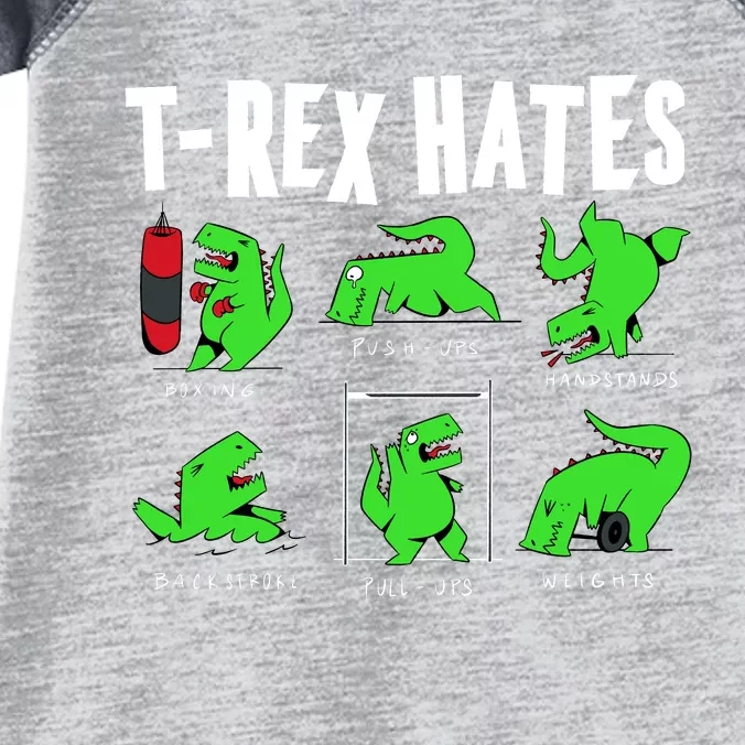 TRex Gym Hating Dinosaur Infant Baby Jersey Bodysuit