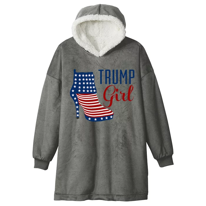 Trump Girl High Heel With Flag Hooded Wearable Blanket