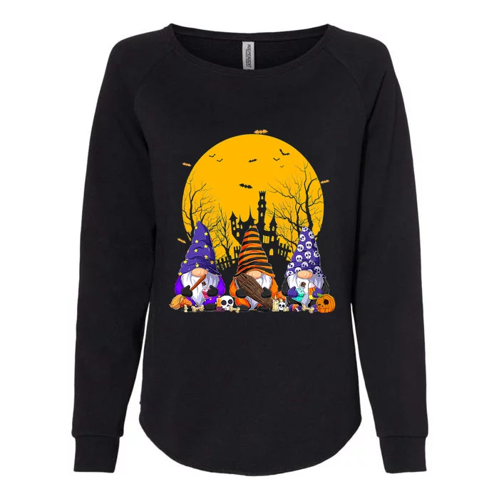 Three Gnomes Happy Halloween Fall Candy Corn Pumpkin Womens California Wash Sweatshirt