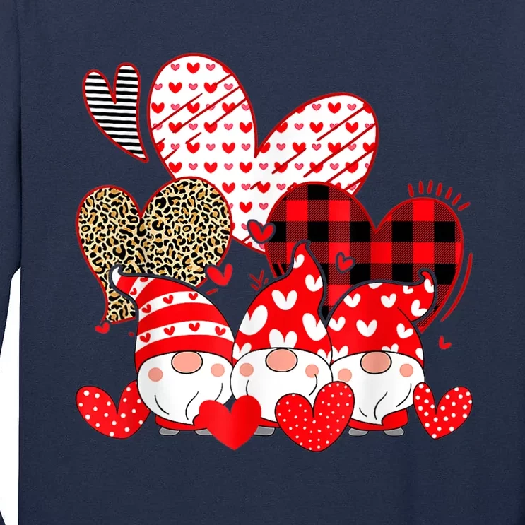 Three Gnomes Holding Hearts Valentines Day Gifts For Her Tall Long Sleeve T-Shirt