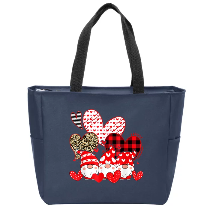 Three Gnomes Holding Hearts Valentines Day Gifts For Her Zip Tote Bag