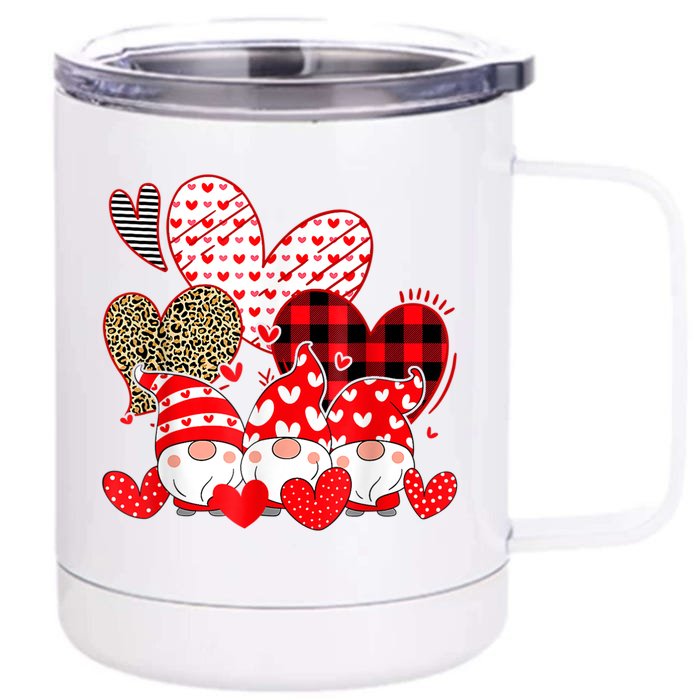 Three Gnomes Holding Hearts Valentines Day Gifts For Her Front & Back 12oz Stainless Steel Tumbler Cup