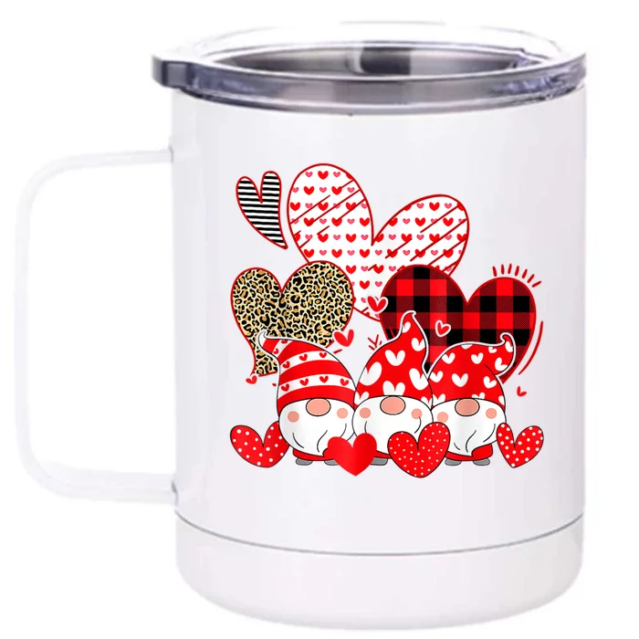 Three Gnomes Holding Hearts Valentines Day Gifts For Her Front & Back 12oz Stainless Steel Tumbler Cup