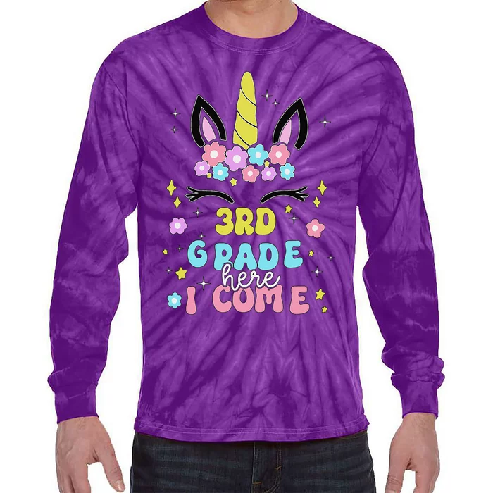 Third Grade Here I Come Unicorn Back To School Tie-Dye Long Sleeve Shirt