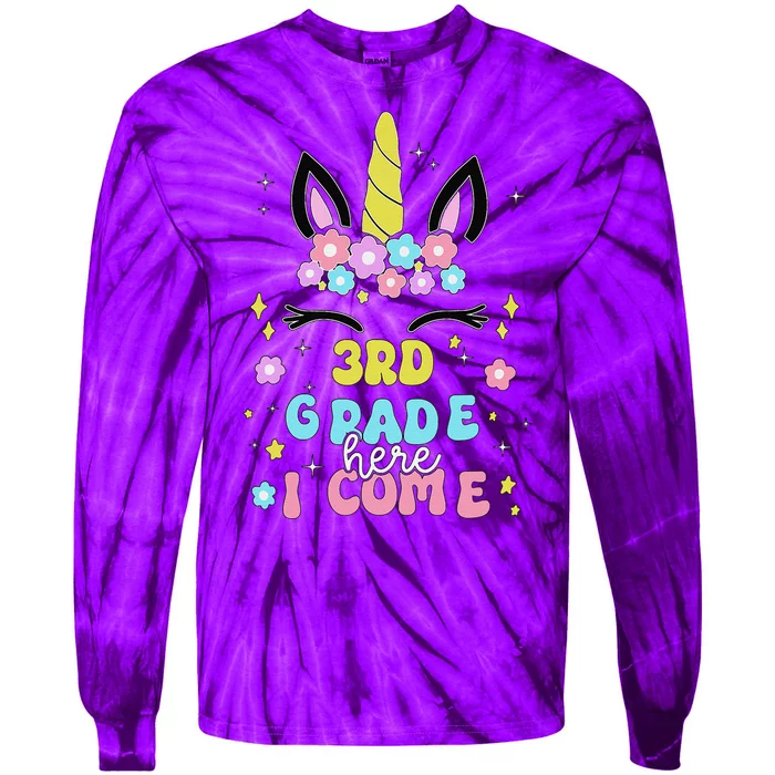 Third Grade Here I Come Unicorn Back To School Tie-Dye Long Sleeve Shirt