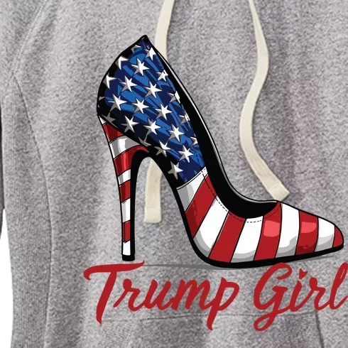 Trump Girl High Heel Stilettos American Flag Trump 2024 Women's Fleece Hoodie