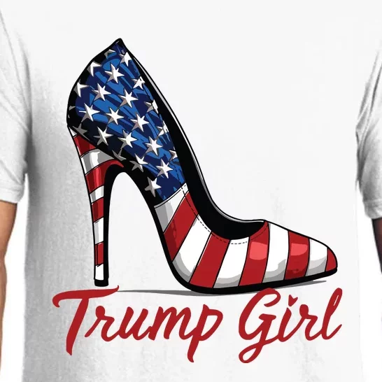 Trump Girl High Heel Stilettos American Flag Trump 2024 Pajama Set