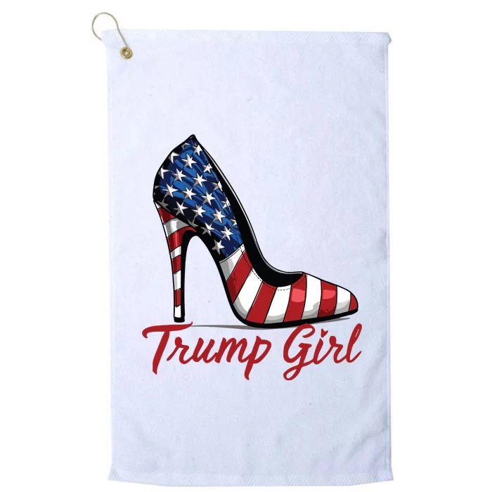 Trump Girl High Heel Stilettos American Flag Trump 2024 Platinum Collection Golf Towel